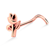 Rose with Leaves Shaped Silver Curved Nose Stud NSKB-1003